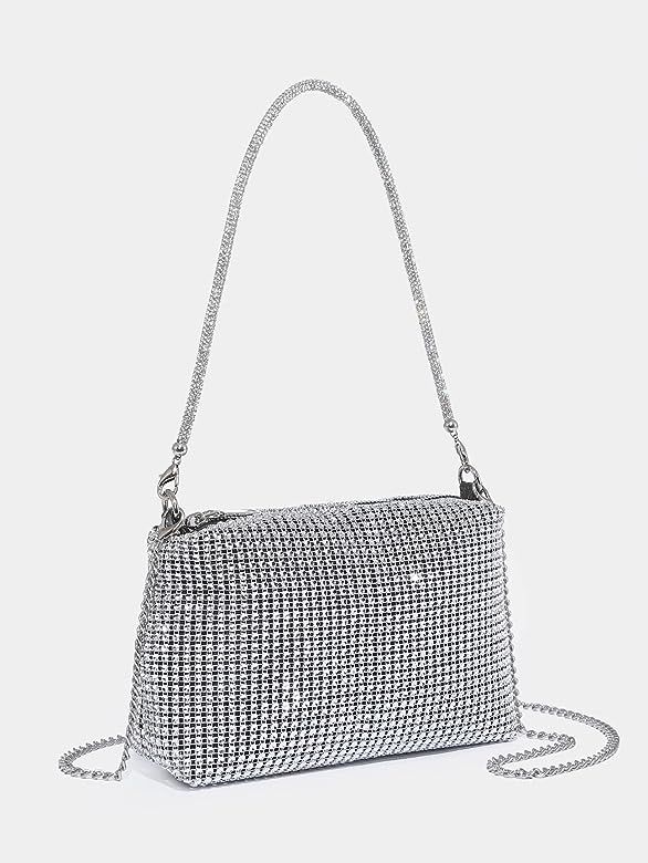 GORGLITTER Women's Mini Rhinestone Decor Chain Crossbody Bags Glitter Square Shoulder Bags | Amazon (US)