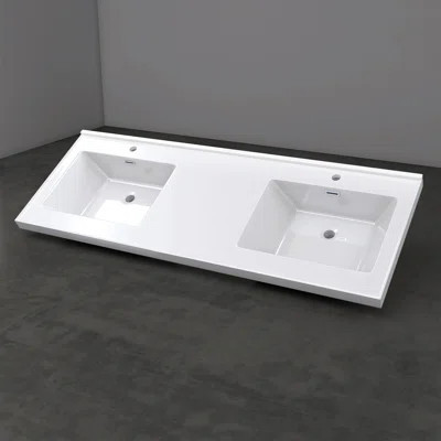60" Solid Surface Double Vanity Top With Sink | Wayfair North America