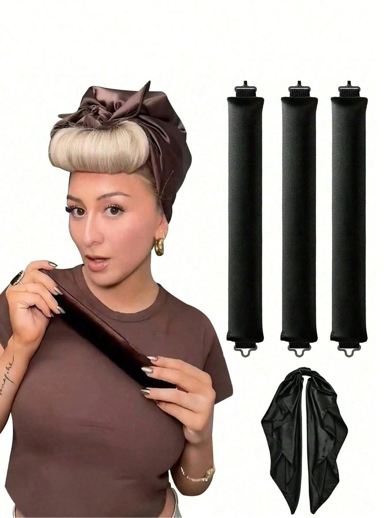 6pcs Hair Styling Kit + Scarf, No Heat Hair Roller, Convenient, Hair Curling Tools, Hair Scrunchi... | SHEIN