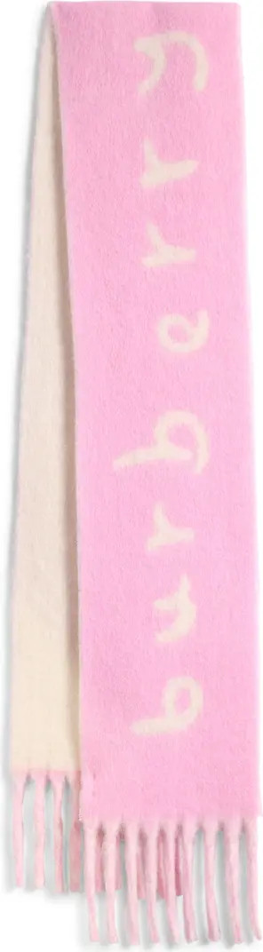 Logo Text Jacquard Reversible Alpaca & Wool Blend Fringe Scarf | Nordstrom
