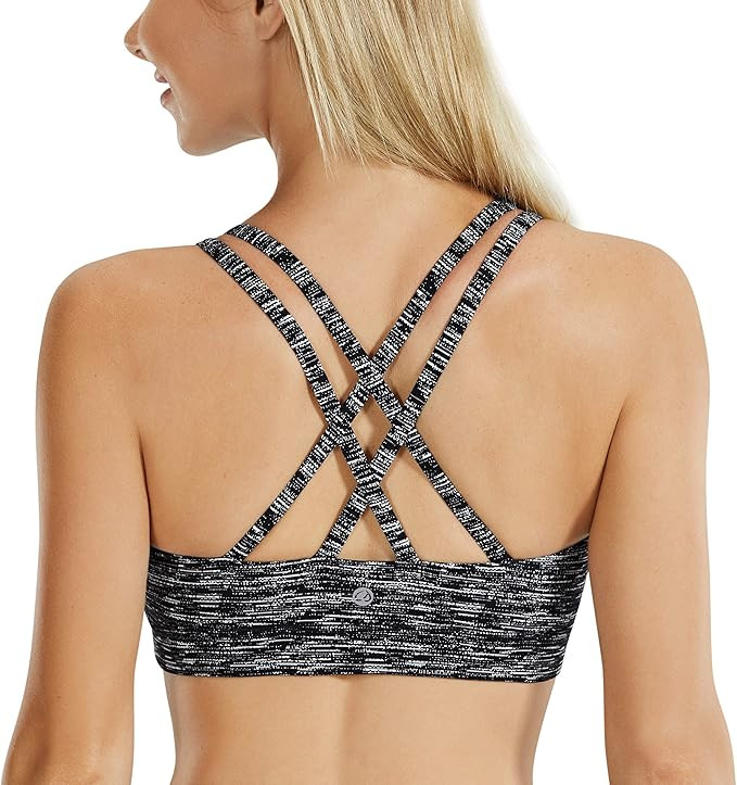 CRZ YOGA Strappy Padded Sports Bra for Women Activewear Medium Support Workout Yoga Bra Tops | Amazon (US)