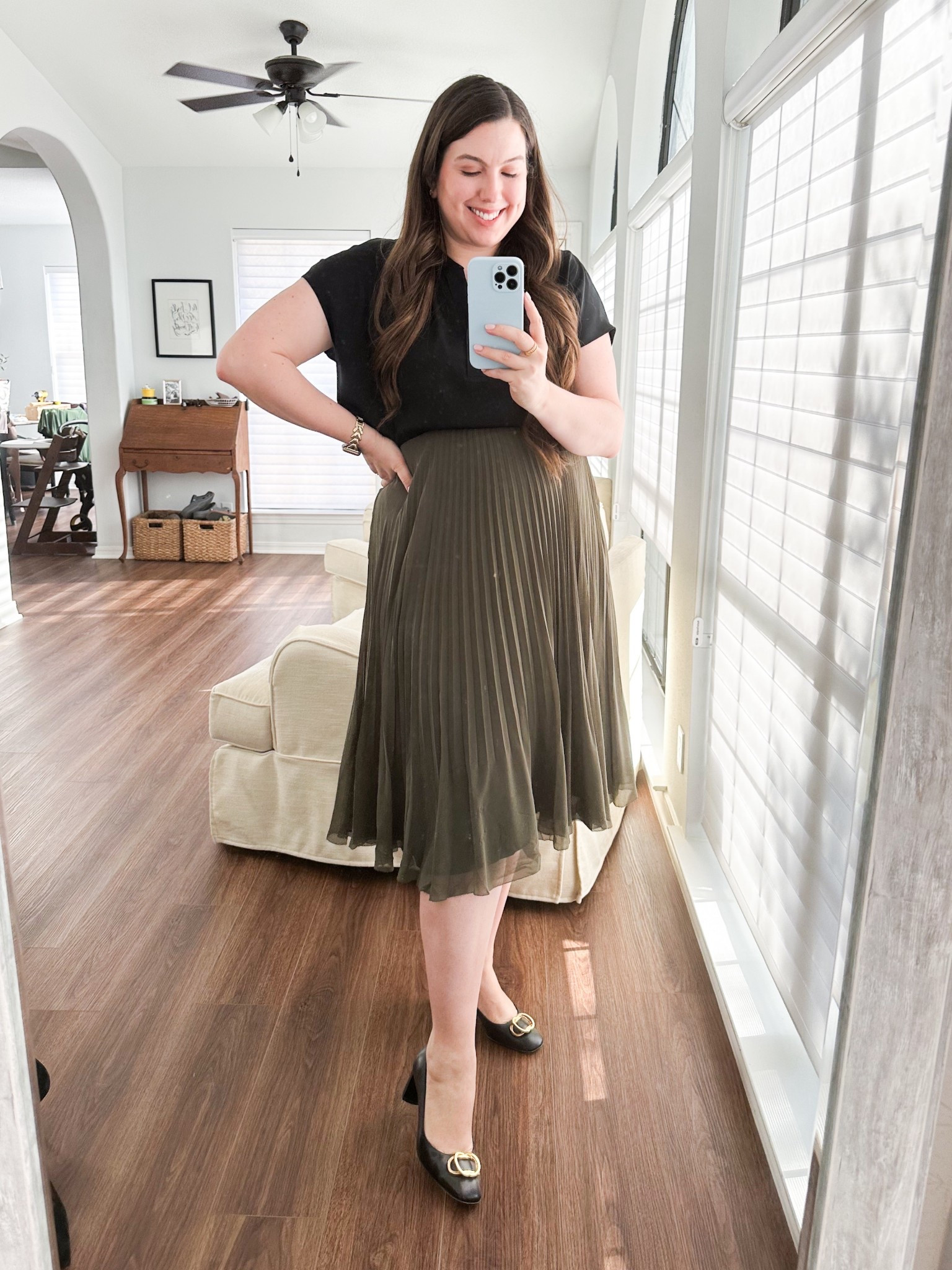 Workwear #ootd 9/23/25 

Blouse and Skirt run TTS 

Womens business professional workwear and business casual workwear and office outfits midsize outfit midsize style 

#LTKStyleTip #LTKWorkwear #LTKTall