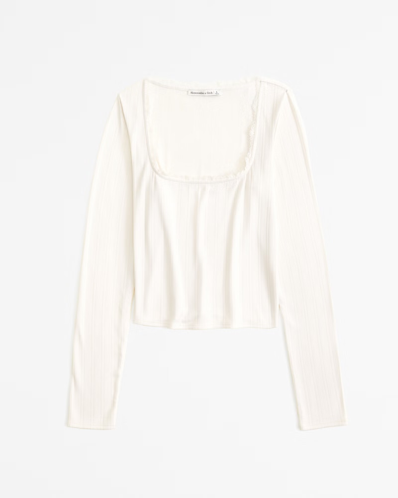 Lounge Long-Sleeve Pointelle Top | Abercrombie & Fitch (US)