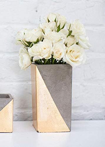 Afloral Tall Ceramic Paradox Rectangular Vase in Gold - 6.25" Tall x 3" Wide | Amazon (US)