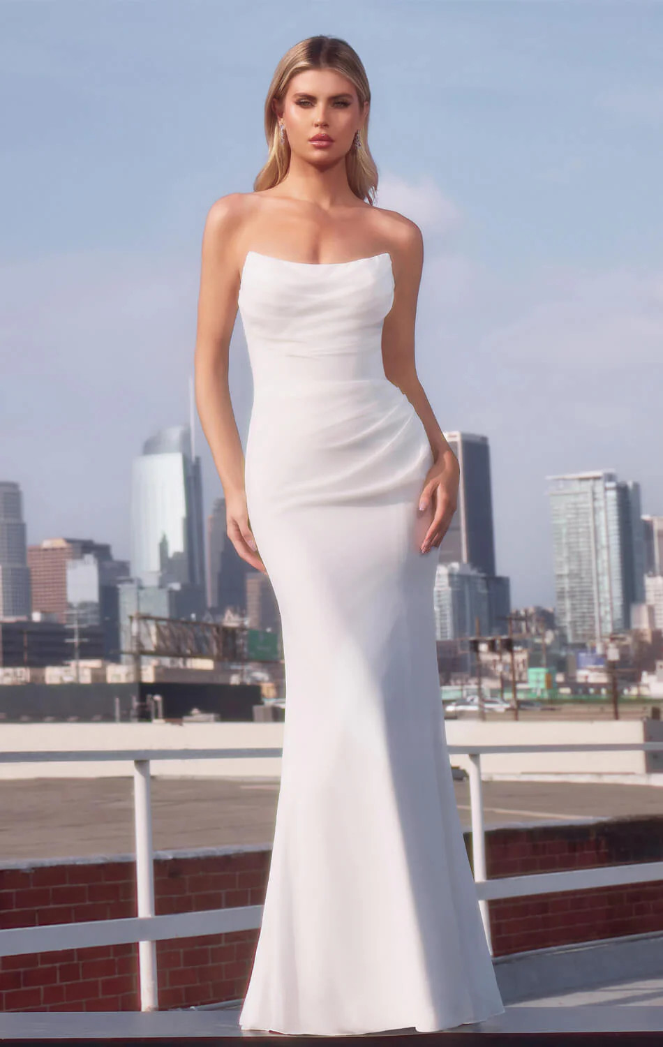 HAVEN GOWN - OFF WHITE STRAPLESS CHIFFON DRESS | Lady Black Tie