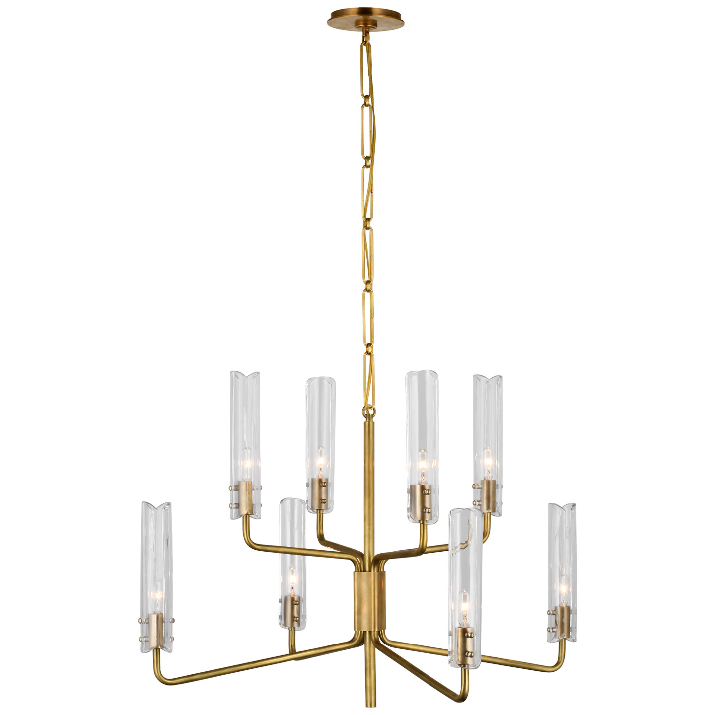 Casoria Medium Two-Tier Chandelier in Hand-Rubbed Antique Brass with Clear Glass | Visual Comfort