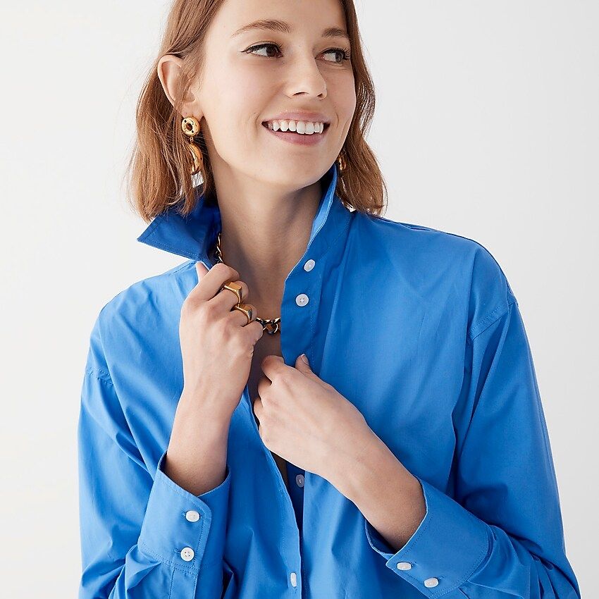 Relaxed-fit cropped cotton poplin shirt | J.Crew US