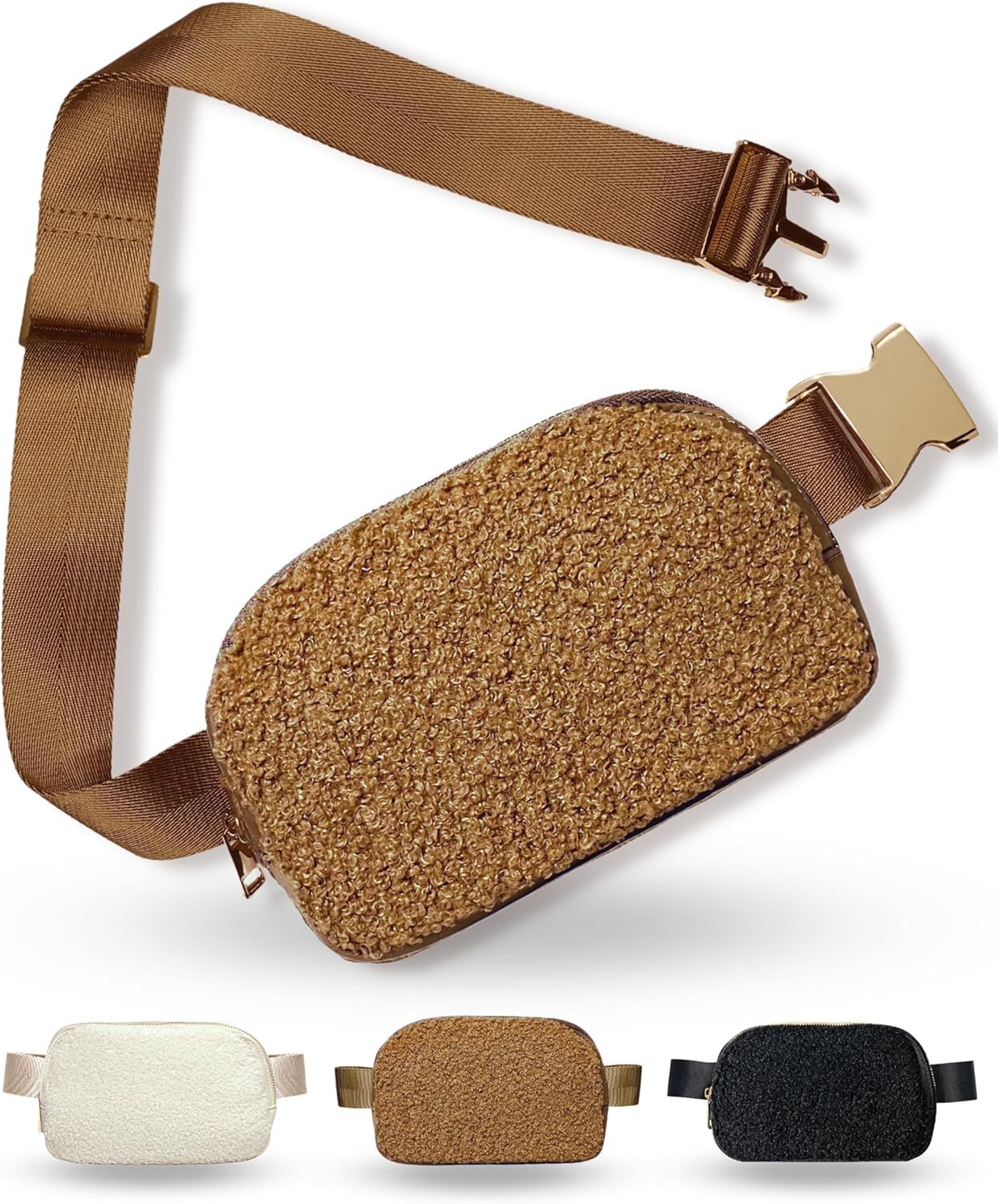 Boutique Fleece Belt Bag | Sherpa Crossbody Bag Fanny Pack for Women Fashionable | Cute Mini Everywh | Amazon (US)