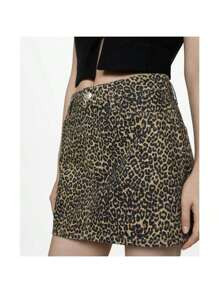 Womens LeopardP Denim MiniSkirt | SHEIN