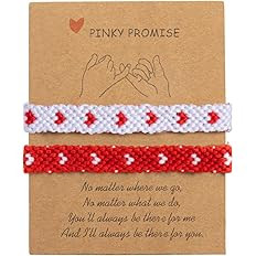 Qiuseadu Heart Friendship Bracelets Pinky Promise Pink Best Friends Distance Matching for Women G... | Amazon (US)