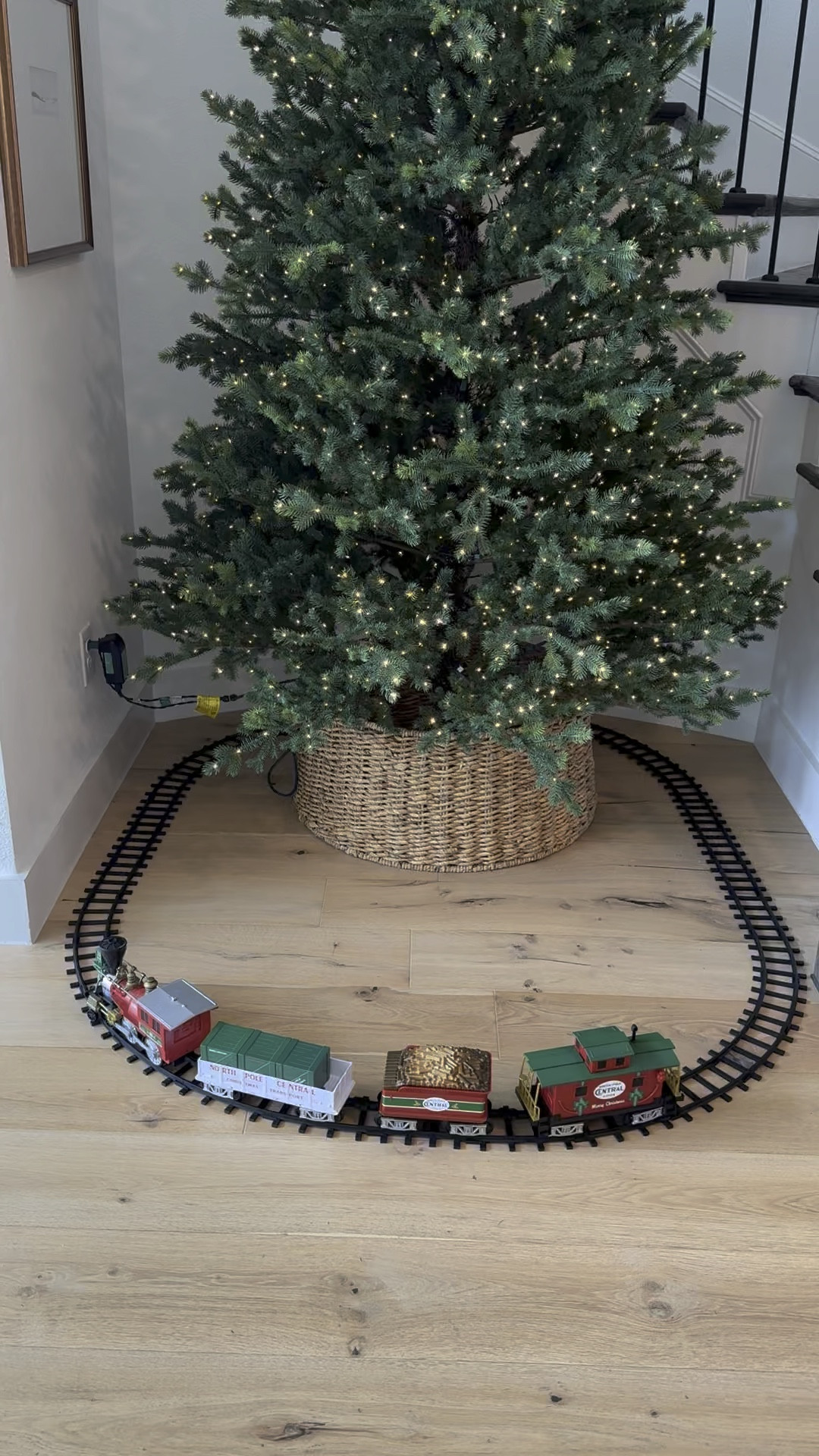 We look forward to adding our Christmas battery operated train each year. My son loves 💕 it. 

Prelit Christmas tree, microdot Christmas tree, Christmas tree with timer, twinkling Christmas tree, viral Christmas tree, rattan tree collar, Christmas tree with remote, 

#LTKHoliday #LTKVideo #LTKHome