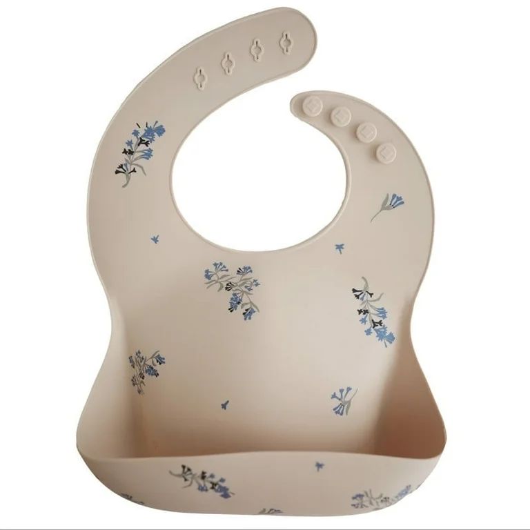 Mushie Silicone Baby Bib - Adjustable Fit Waterproof Bibs (Lilac Flowers) | Walmart (US)