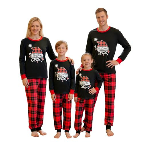 One opening Family Christmas Pajamas Matching Sets, Christmas Pjs Cartoon Shirt Tops And Pants Sleep Wear Xmas Pajamas Set (BlackH34,Women,Medium) | Amazon (US)