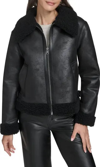 Faux Leather & Faux Shearling Bomber Jacket | Nordstrom
