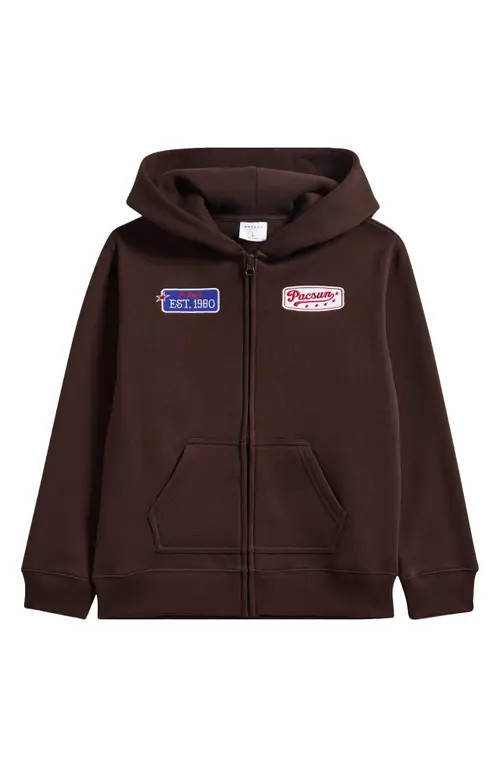 PacSun Kids' Patch Zip Hoodie in Chocolate at Nordstrom, Size Xs | Nordstrom