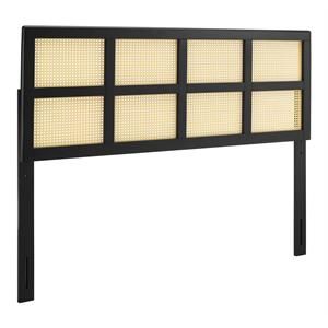 Modway Luana 78" King Modern Woven Cane Rattan Headboard in Black | Cymax