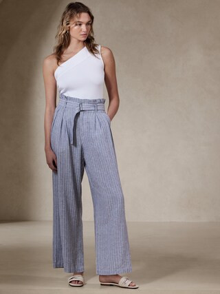Linen-Rayon Paperbag Pant | Banana Republic Factory