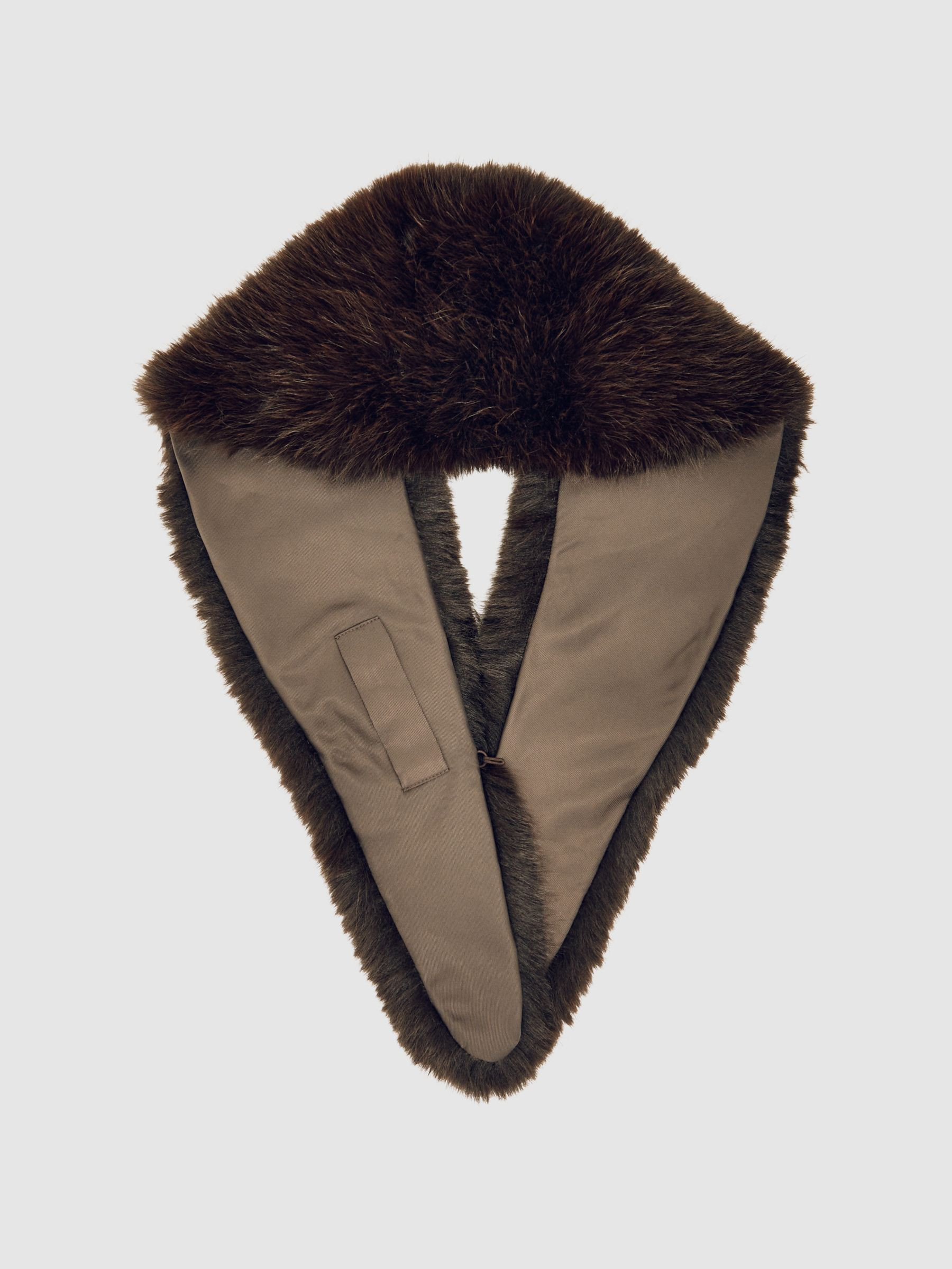 Reiss Faux-Fur Collar in Chocolate - REISS | Reiss UK