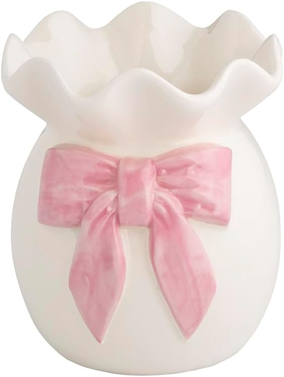Mud Pie Valentine's Day Big Bow Ruffle Bud Vase | Amazon (US)