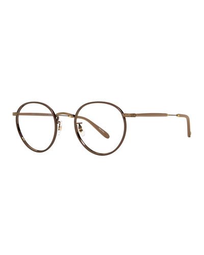 Wilson Round Glasses with Clip-On Sunglasses, Bourbon Tortoise/Matte Spotted Tortoise | Neiman Marcus