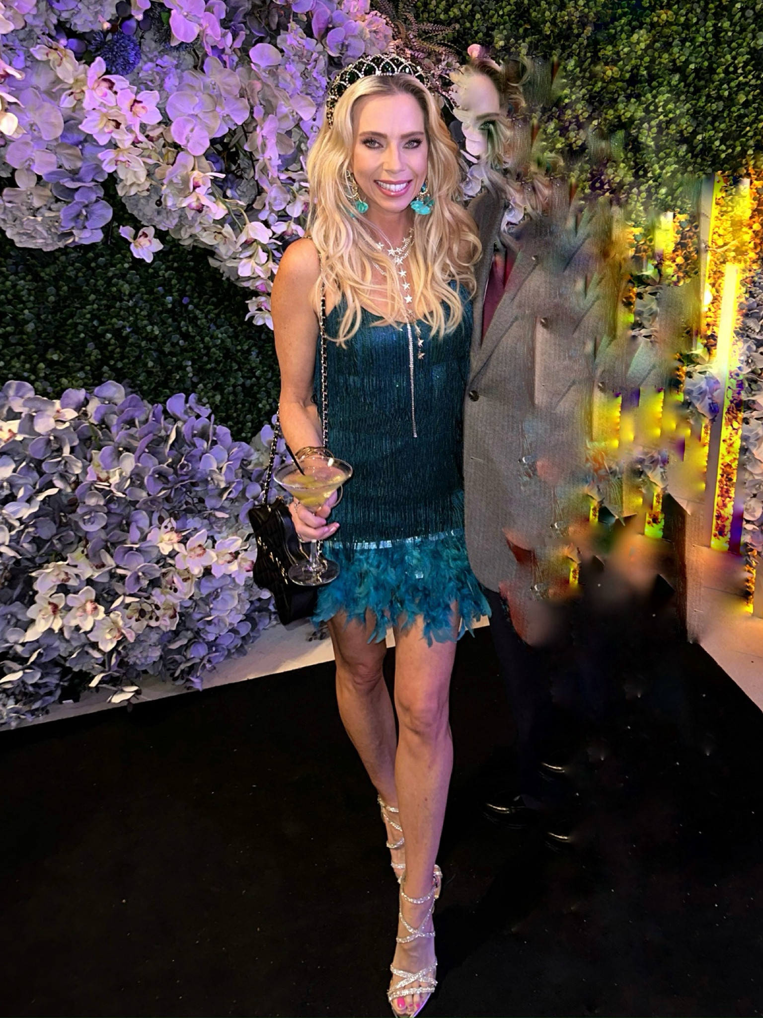 Feather, sequin and fringe party dress. Perfect for Gatsby theme, ladies night, new years or birthday party. Love the bright color and comfortable fit. Chanel bag and Jessica Simpson shoes 

#LTKFindsUnder50 #LTKSaleAlert #LTKParties