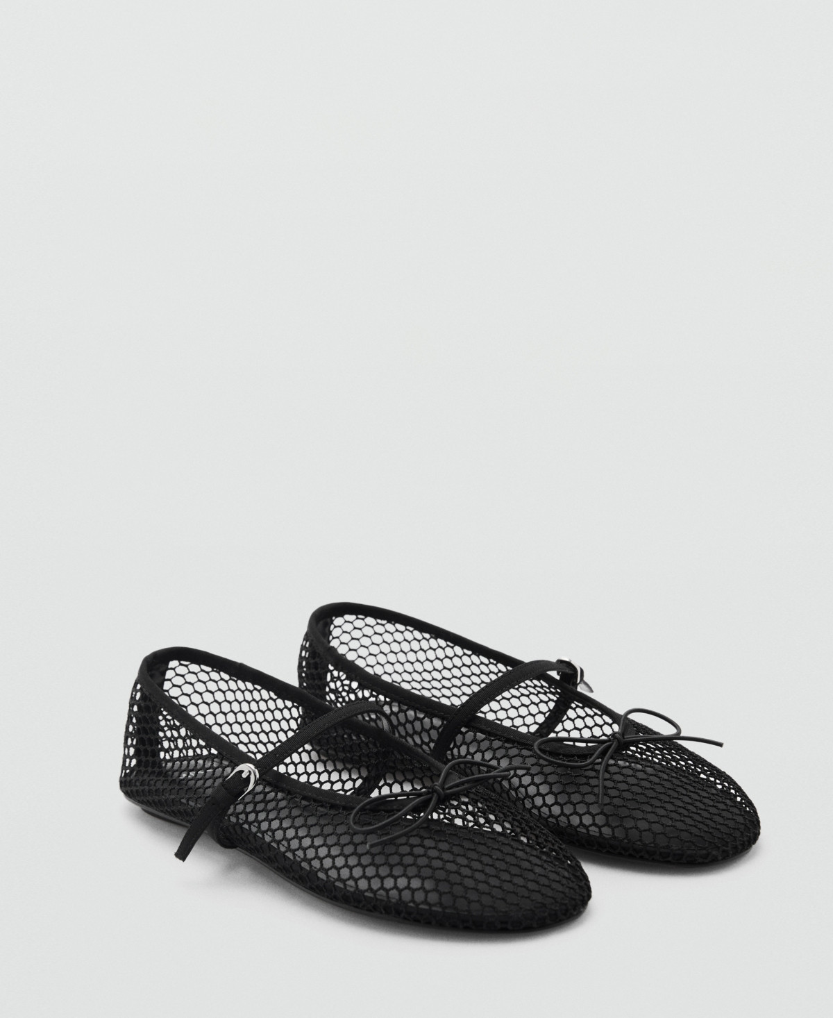 Mango Women's Strap and Buckle Detail Mesh Ballet Flats - Black | Macy's