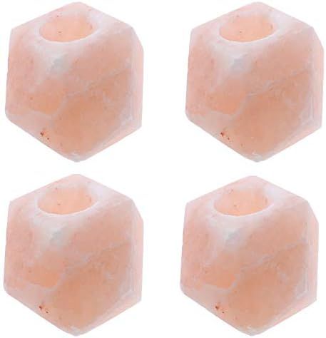 Genuine Natural Pink Himalayan Rock Salt Tea Light Candle Holder - Set of 4-Natural Shape (Diamon... | Amazon (US)