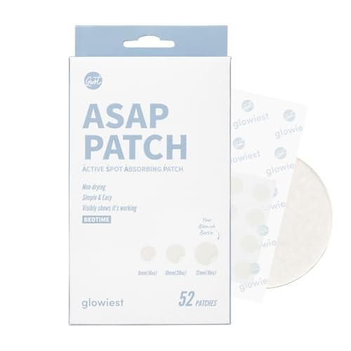 glowiest ASAP Active Spot Alleviating Patch [Bedtime] 52 Patches 8mm (16ea), 10mm (20ea) & 12mm (16ea) | Premium Hydrocolloid Dressing | Simple & Easy Active Treatment | Amazon (US)