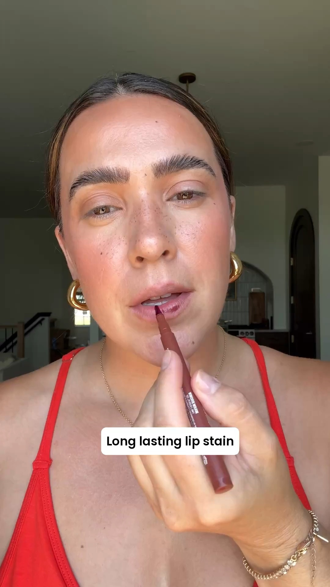 Color: warm brown

Lip stain for spring/summer makeup look. 

#LTKBeauty #LTKOver40 #LTKselfcare