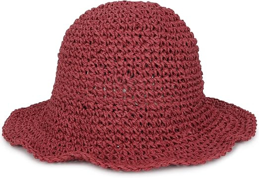 Womens Crochet Straw Sun Hat Foldable Floppy Wide Brim Beach Hat for Summer | Paper Straw, Handwo... | Amazon (US)