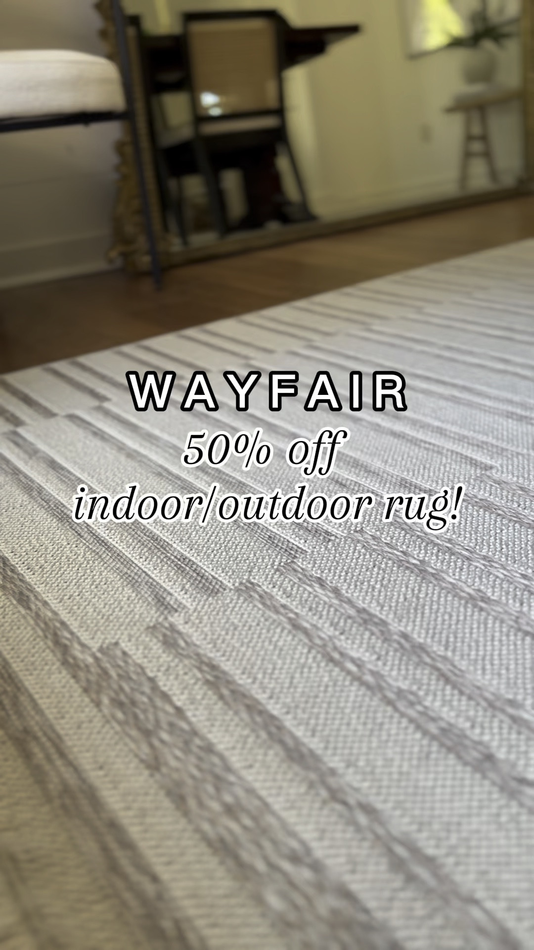 This outdoor rug is durable and soft! We’ve loved using it in our dining room and it’s the 8 x 10 size which is 50% off right now! The perfect neutral rug and brightens your space  

#LTKVideo #LTKSaleAlert #LTKHome