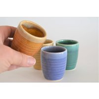 Pottery Shot Glass Set Of 4, Ceramic Glazed Glasses, 1.8 Oz. Colorful Wedding Favor, Gift For Couples, in Stock | Etsy (US)
