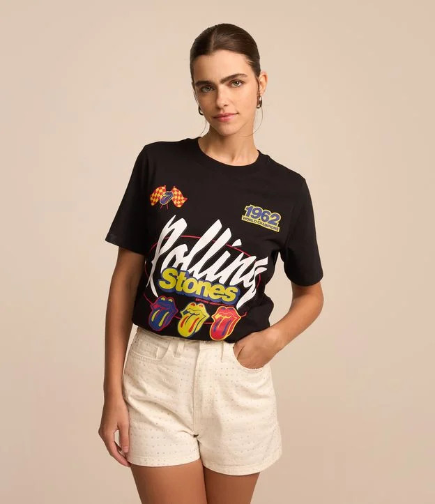 Short Cintura Alta em Jeans com Brilho Aplicado Branco - Lojas Renner | Renner (BR)