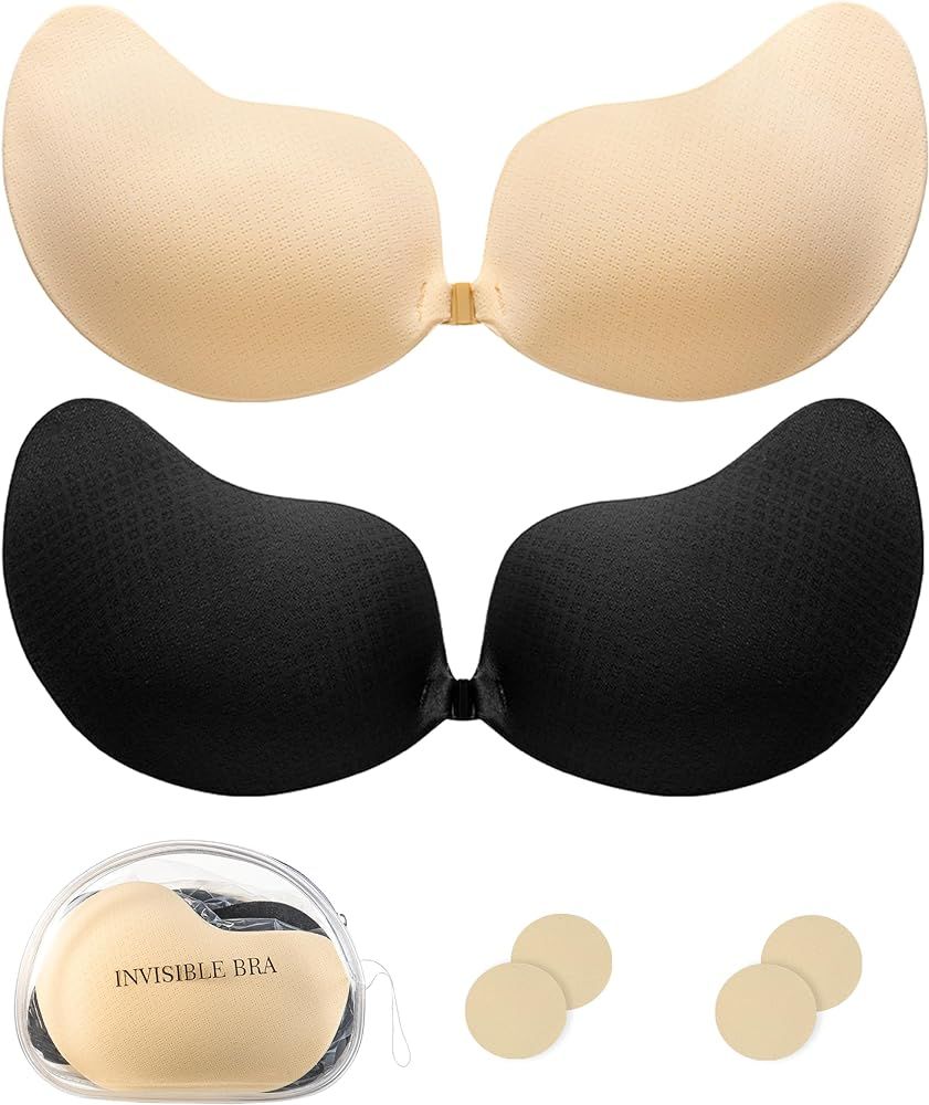 2 Pack Strapless Push Up Sticky Bra for Women, Breathable Backless & Invisible Adhesive Bra for E... | Amazon (CA)