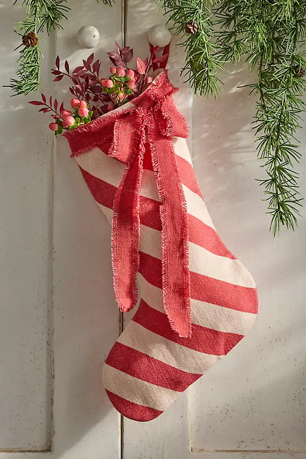 Candy Stripe Linen Stocking | Anthropologie (US)