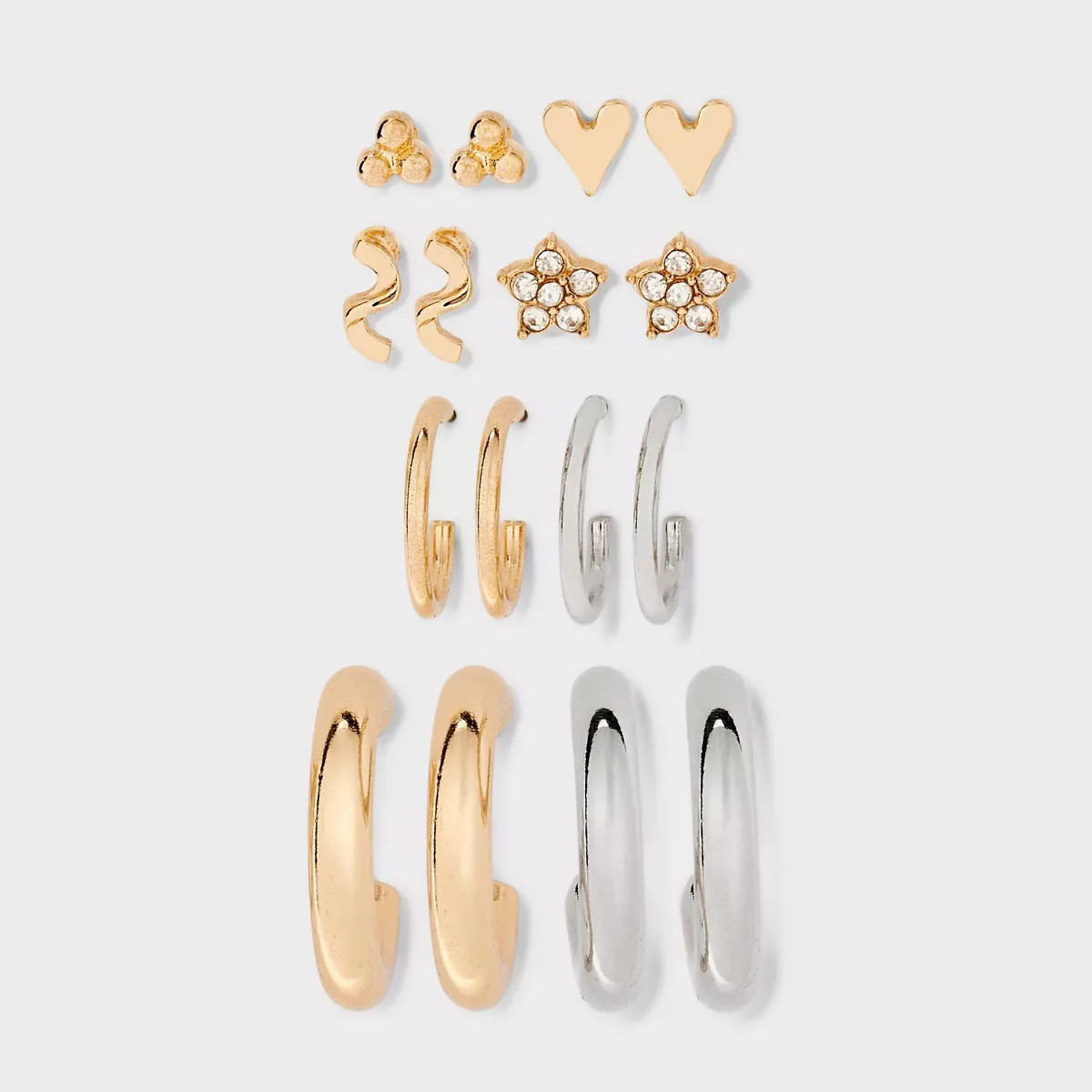 Floral and Heart Stud and Hoop Earring Set 8pc - Universal Thread™ | Target