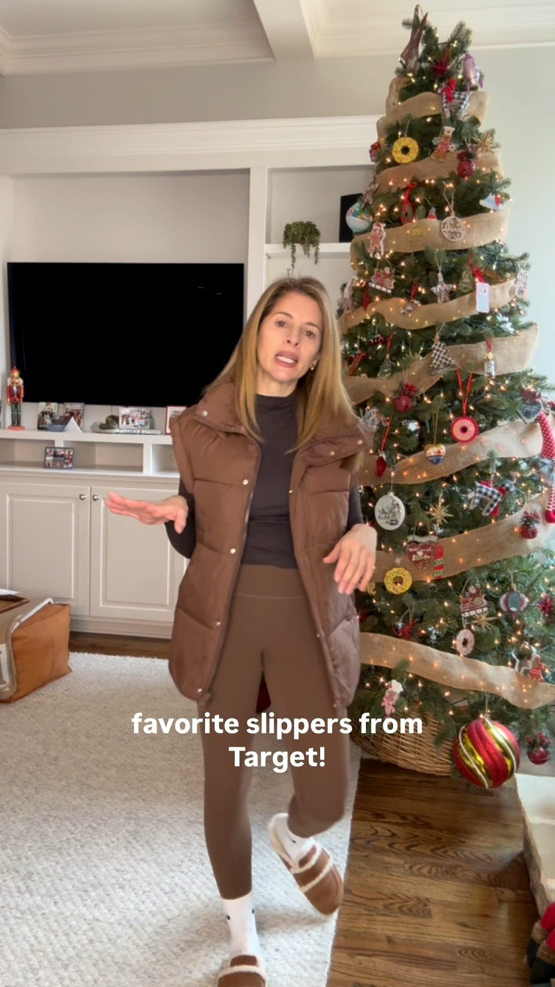 
I’m wearing this oversized brown puffer vest paired with my go to @ColorfulKoala leggings buttery soft, supportive, and such a good deal (usually $32–$34).

✨ Use my PROMO CODE to save 20%: SHERRY20. They are perfect to grab for yourself or as a gift.

At home, I’m living in my favorite Target slippers soo cute, so warm, and a total must have.

When I head out, I switch into my Hoka Clifton 10 sneakers for amazing support (my feet thank me every time).

Finishing the look with my very favorite suede sling bag of the season. It super spacious, going hands free, well priced and one of my most used everyday bags.

These are all useful pieces that really work and make great gifts for moms, sisters, friends, or anyone who loves comfort with style.

✨ Linked for you on my LTK!
Find it in my Holiday Glow Collection ✨

#colorfulkoala
#CozyStyle
#GiftIdeasThatWork
#EverydayEssentials
#LTKFinds
#ComfortMeetsStyle

#LTKGiftGuide #LTKHoliday #LTKPetite