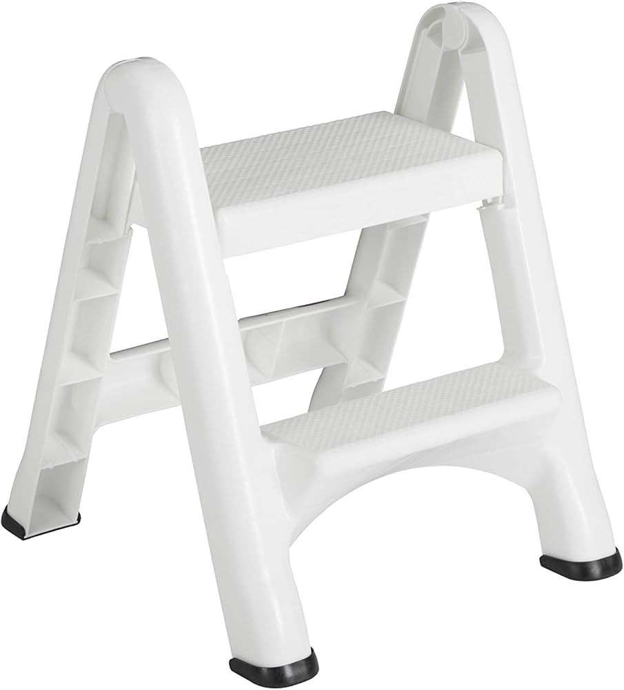 Rubbermaid Two-Step Folding Foot Stool, 14-Inch High, White, 300 Pound Capasity, Small Step Stool... | Amazon (US)