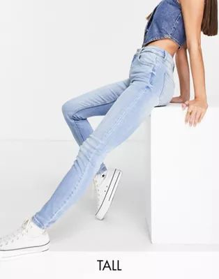 Bershka Tall super high waist skinny jeans in vintage blue | ASOS (Global)