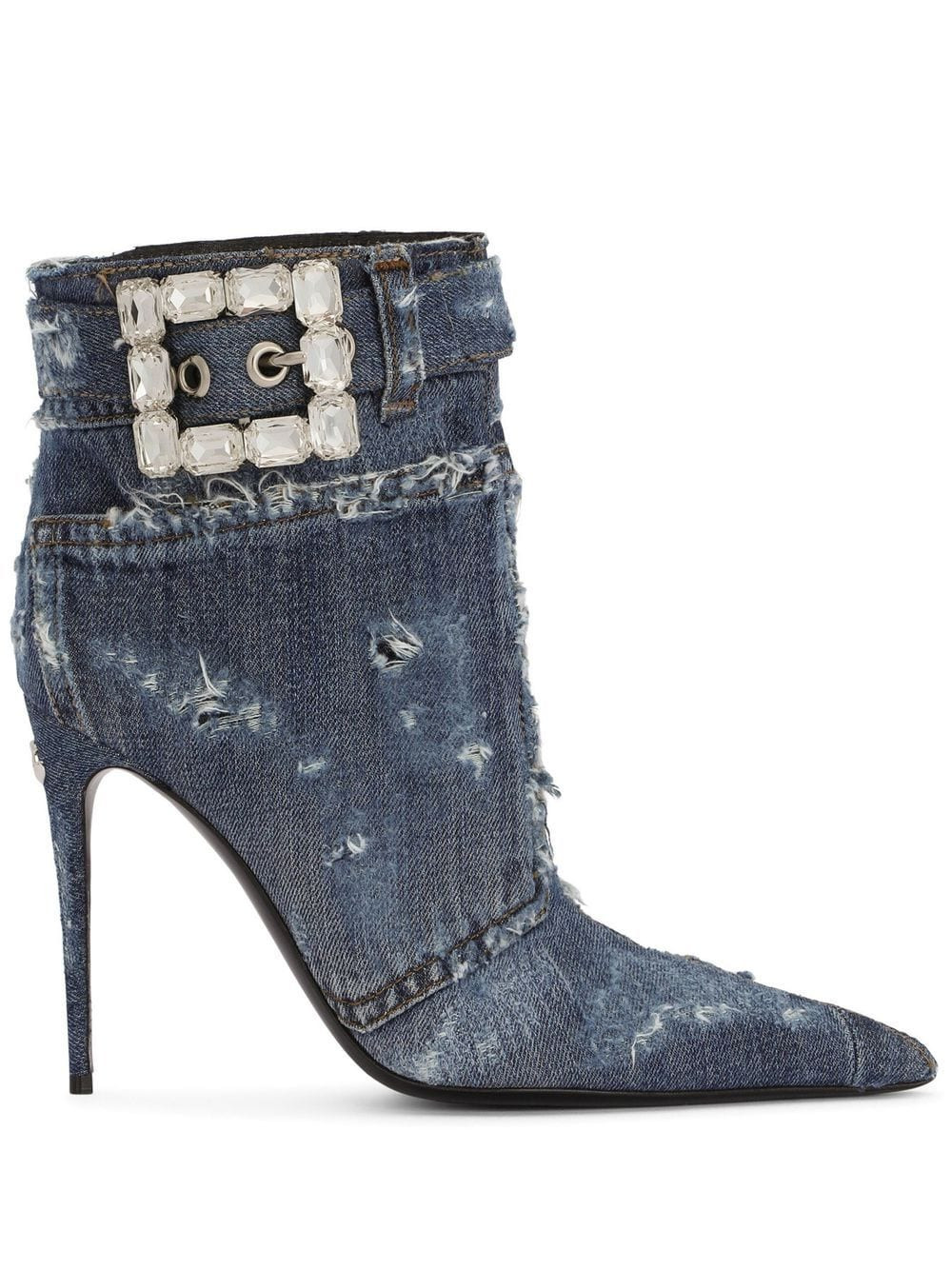 Dolce & Gabbana embellished patchwork-denim ankle boots - Blue | Farfetch Global