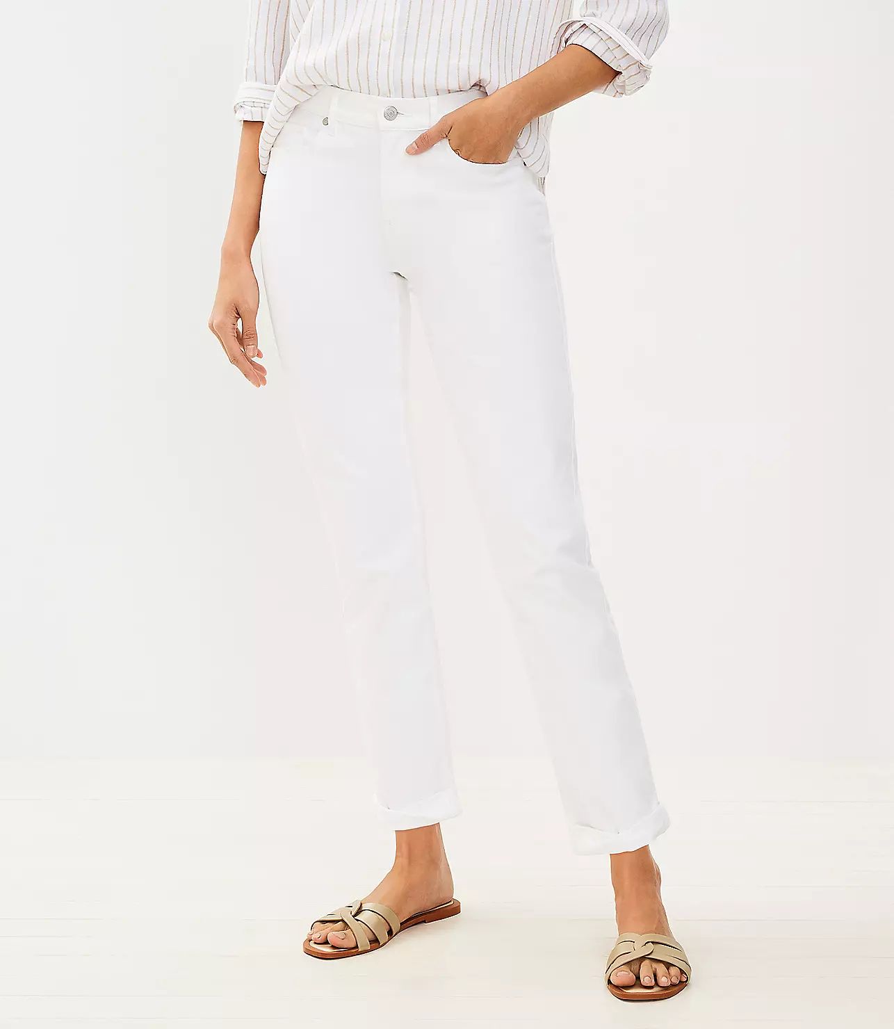 Girlfriend Jeans in White | LOFT