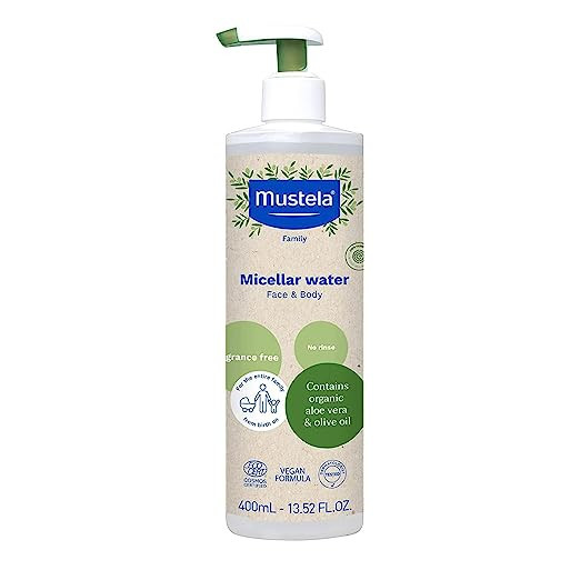 Mustela Certified Organic Micellar Cleansing Water -No-Rinse Natural Water Cleanser w/ Olive Oil ... | Amazon (US)