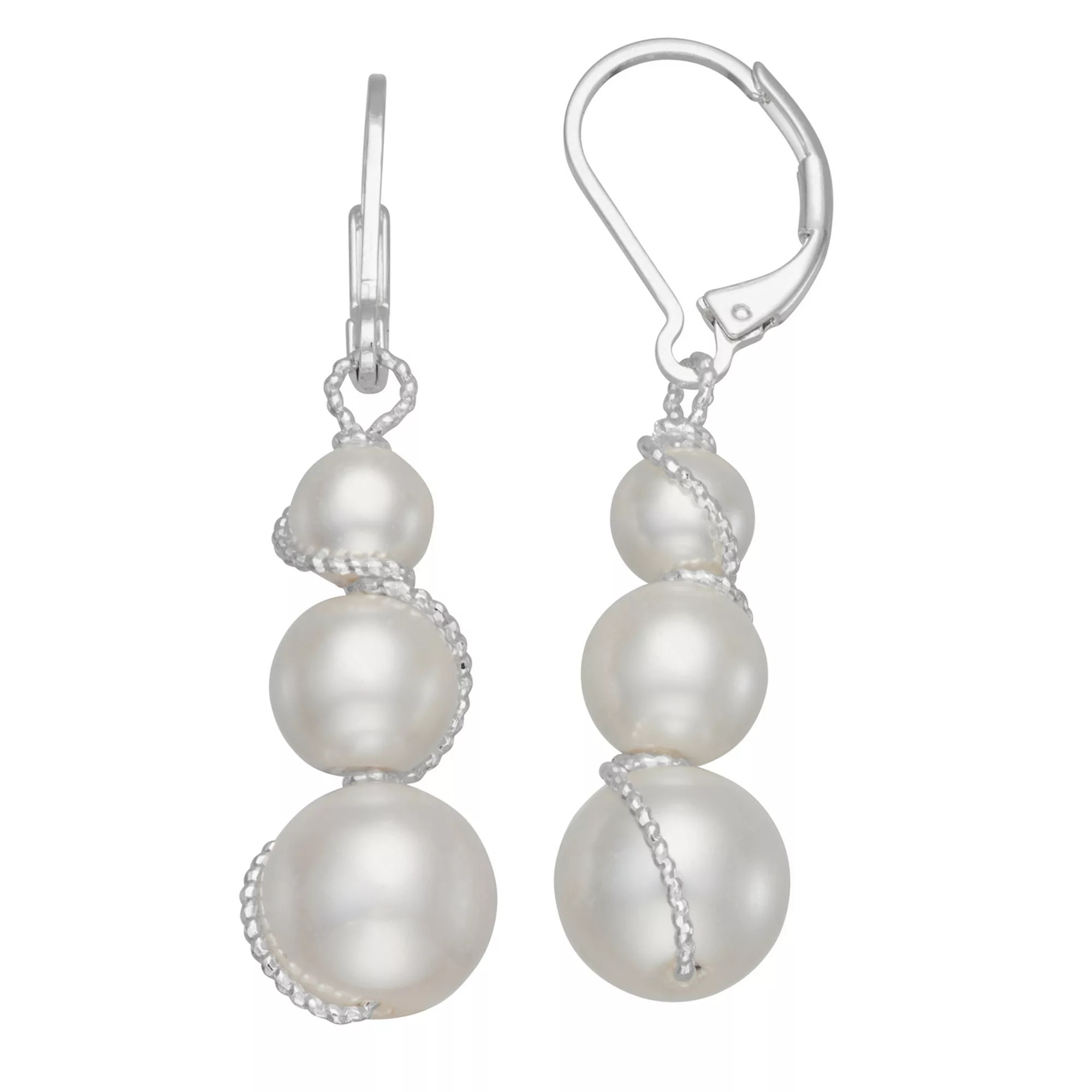 You're Invited Silver Tone Simulated 3 Pearl Drop Earrings | Kohl's