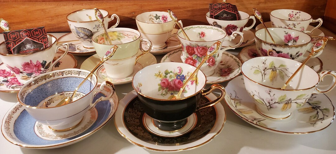 Fine Bone China Tea Cup and Saucer With Gold Tone Tea Spoon, Tea Bag and Gift Box Sold Individual... | Etsy (US)