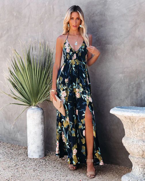 Send Flowers Smocked Halter Maxi Dress | VICI Collection