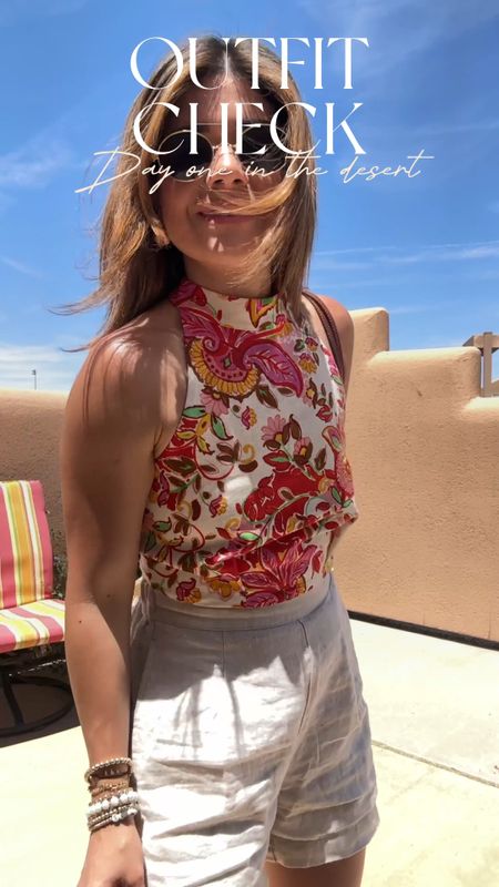 Loved this outfit for the first day of our trip in Moab! The open back of this top is my favorite thing about it. 
Top size 2
Shorts size xs
Madewell shorts, linen shorts, floral top, vacation outfit, Vince Camuto sandals, Vince Camuto

#LTKTravel #LTKFindsUnder100 #LTKShoeCrush