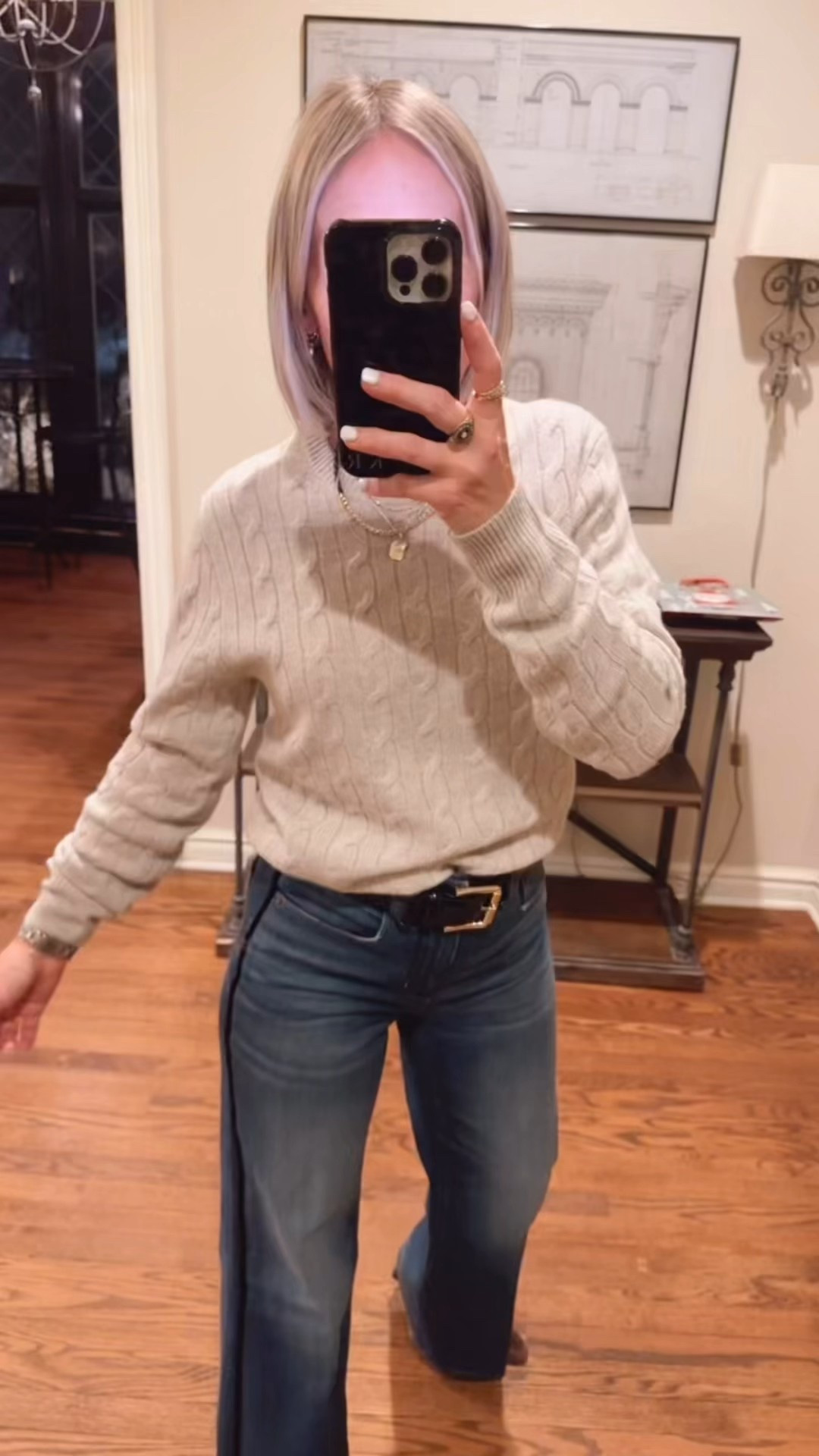 ✨✨Trouser jeans in 24 regular✨✨
I am 5’2” 
▶️ I can wear these with a shoe with a heel. If I want to wear with a flat shoe, I get the 25 petite.  
Mens cashmere sweater in an xs

@jcrew #injcrew #jcrew

#LTKHoliday #LTKOver40