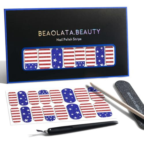 Beaolata Nail Polish Strips, 32PCS Salon Quality Wraps, Long Lasting Gel Nail Stickers for Women Easy Apply& Remove (Fourth of July Independence Day) | Amazon (US)
