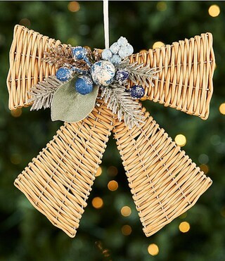 Southern Living Blue Christmas Collection Wicker Bow Ornament/Decor | Dillard's | Dillard's