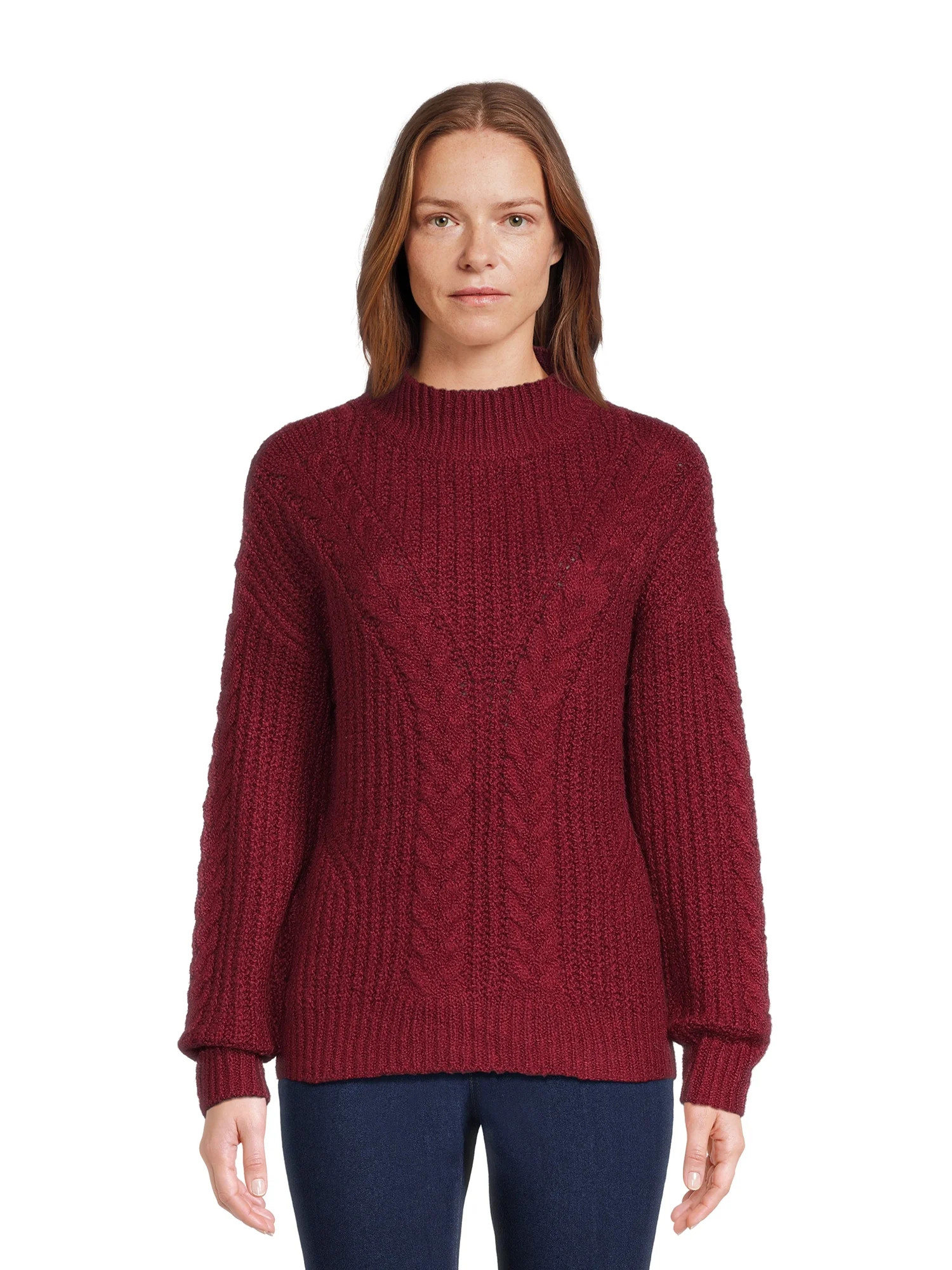 Time and Tru Women's Mock Neck Sweater, Mid-Weight, Sizes XS-XXXL - Walmart.com | Walmart (US)